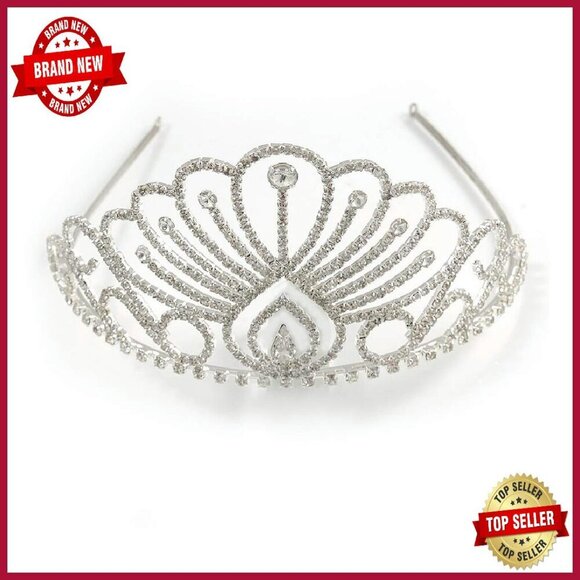 Rhodium Plated Austrian Crystal Bridal Tiara Headband 15cm main image 6